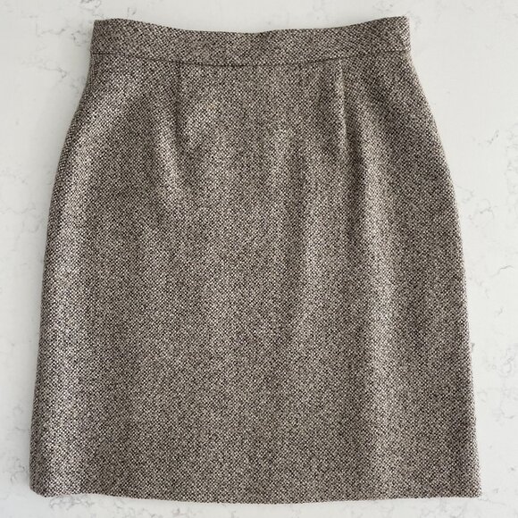 Brooks Brothers Classic Lined Tweed Wool Blend Wrap Skirt Brown Tan Cream Sz 8 - Picture 9 of 15